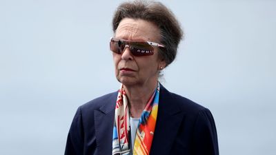 Not your usual royal look: Princess Anne's trendy black trainers were an unexpected delight