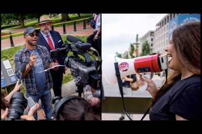 DC Council Candidate Shuts Down Proud Boys' $100M J6 Lawsuit Press Conference by Screaming 'Traitor' Into Megaphone