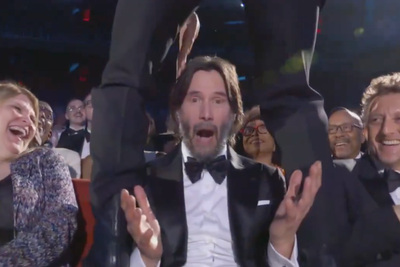 Keanu Reeves ‘won the Tonys’ say fans after Jonathan Groff straddles him in viral moment