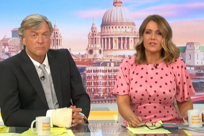 Richard Madeley appears on Good Morning Britain with fractured wrist