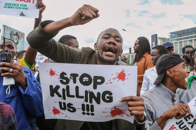 Police tear gas activists protesting the death in police custody of a Kenyan blogger