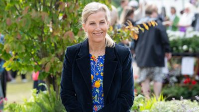 Duchess Sophie adapts summer style for rainy June - her electric blue floral dress and corduroy blazer are an unexpected but clever combination