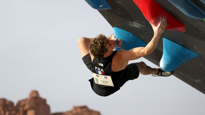 Anraku finally beaten as France do the double in latest bouldering round of the Climbing World Cup, but bad weather calls an early halt again