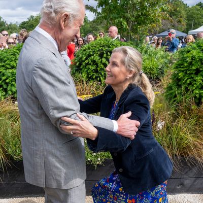 Duchess Sophie Curtsies So Low to King Charles That She Loses Her On-Trend Wedges at Flower Show