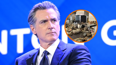 ‘Treating our troops disrespectfully’: Gavin Newsom shows Trump’s troops huddled and miserable in damp warehouse