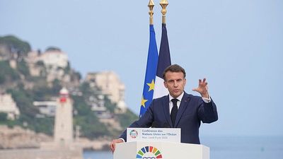 Campaigners lament ‘glaring omission’ of fossil fuels in Macron’s opening remarks at UN ocean summit