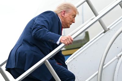 Speculation mounts that Trump is using a ‘hidden leg brace’ in the wake of his Air Force One fall