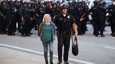 Demonstrators rally across US against ICE and Trump’s military orders