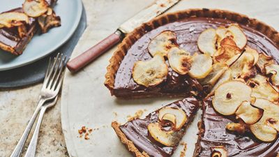 For an indulgent, restaurant-quality dessert, this dark chocolate torte with cripsy pears pulls out all the stops