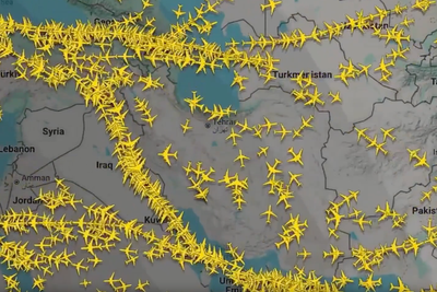 Moment scores of planes divert across Middle East as Israel launch strike on Iran