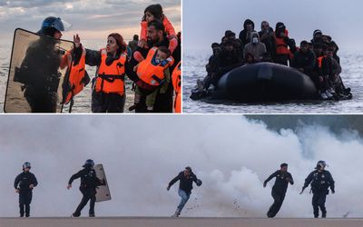 French police fire tear gas and pepper spray at migrants seeking to board 'small boats' heading to UK