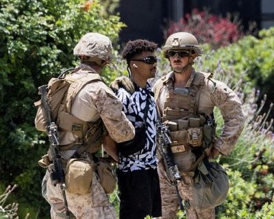 US marines detain civilian in first known instance since Trump deployed troops to LA