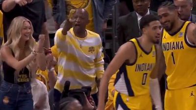 Tyrese Haliburton Celebrates Sweet Highlight Play With Dad Sitting Courtside