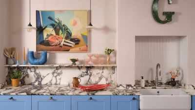 The designer totally transformed this kitchen with an unexpected color combination and a controversial decorating technique