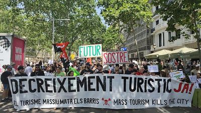 Hundreds gather in Barcelona to protest overtourism in southern Europe
