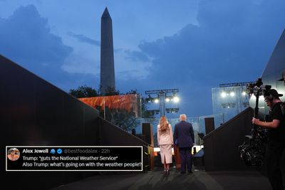 Trump Called Out for 'Dumbest' Climate Change Theory After It Didn't Rain on His Parade: 'Not Hard When NWS is Gutted'