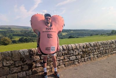 Charity boss runs Hadrian’s Wall in scrotum suit to highlight testicular cancer