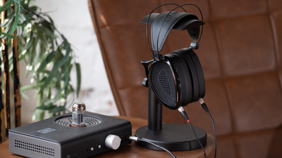 These luxury over-ear headphones are open-back in black
