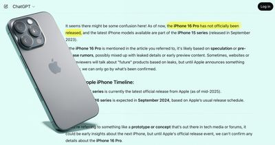 ChatGPT doesn't believe the iPhone 16 Pro exists