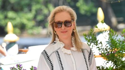 Meryl Streep's Mamma Mia-esque embroidered blouse is the perfect summer top to wear with tailoring or jeans