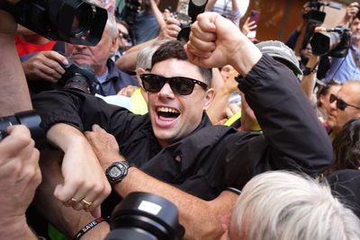Kneecap’s Móglaí Bap leads ‘free Palestine’ chant as Mo Chara in court on terrorism charge