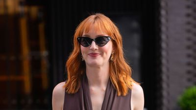 Leighton Meester's floor-sweeping chocolate brown jumpsuit is an elegant alternative to your go-to occasion dress