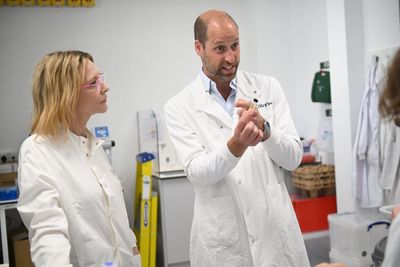 Prince of Wales and Cate Blanchett don lab coats to see eco brand at work