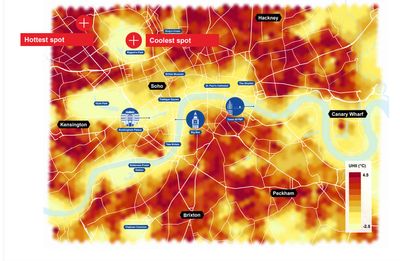 Looking to cool off during summer heatwave? Heatmap reveals London’s hottest and coolest boroughs as temperatures hit 32C