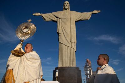 Catholics call for environmental action at Rio de Janeiro's iconic Christ the Redeemer statue