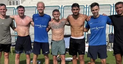 Lawrence Shankland trains with Rangers captain James Tavernier