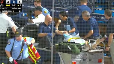 Rays Pitcher Leaves Field on Stretcher After Being Hit With Foul Ball
