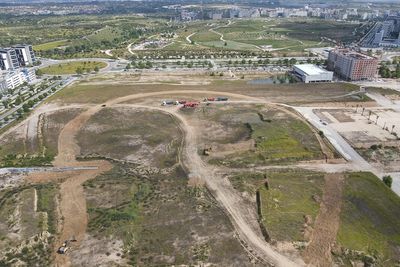 On the ground: Work continues at F1's Madrid circuit