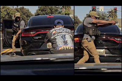 Federal Officer Jumps Out of Vehicle to Point a Gun at Man Taking a Picture of His License Plate