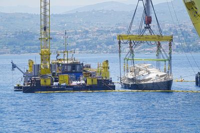 Mike Lynch’s superyacht fully raised above water for first time since it sank