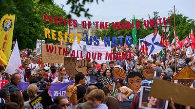 Hundreds take to the streets of the Hague in demonstration against NATO days before major summit
