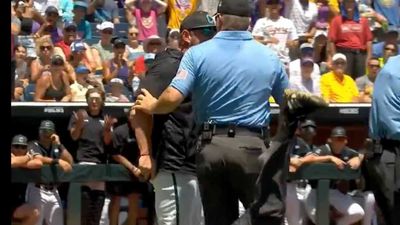 Coastal Carolina Coach Ejected in First Inning of CWS Final As Ump Tumbles to Ground