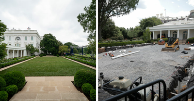 New Pics Show Rose Garden Bulldozed And Paved Over In Trump’s White House Redesign