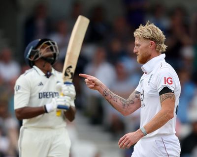 Stokes strikes late for England to leave India Test in balance after Brook falls for 99