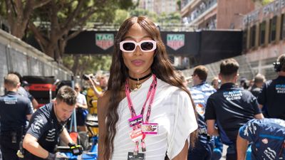 I'm convinced – Naomi Campbell's crisp white dress and retro-inspired trainers prove that this smart-casual duo is worth repeating