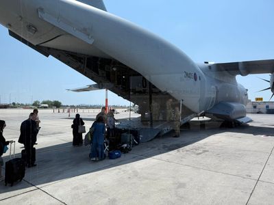 RAF airlifts first British nationals from Israel as' shelter in place' warning issued to those in Qatar as air space closed