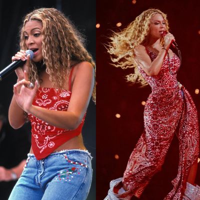 Beyoncé's Loewe 'Cowboy Carter' Tour Bandana Dress Is an Homage to Her Destiny's Child Fashion Era