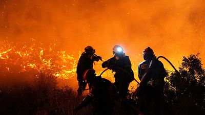 Greek firefighters battle wildfire on Chios for third day as authorities probe arson