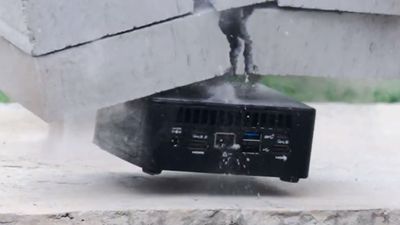 Mini PC 'violently' smashed with a sledgehammer, dragged behind a motorbike, and spun in a washing machine - Geekom PC still works after the company's extreme torture testing