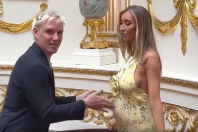 Jamie Laing and Sophie Habboo parody Harry and Meghan delivery dance
