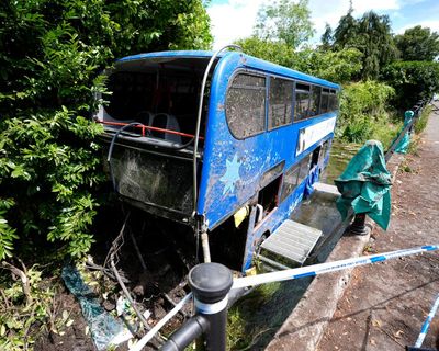Seven people taken to hospital after college bus crashes into Hampshire river