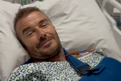 David Beckham pictured in hospital bed as Victoria shares ‘get well soon’ message