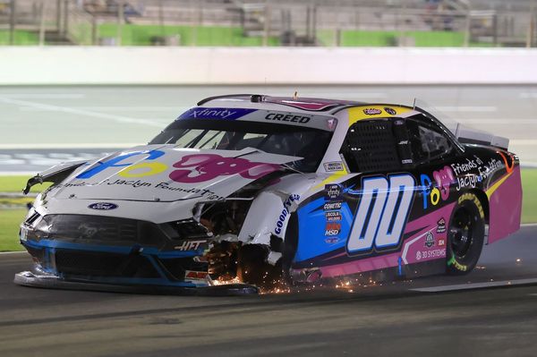 Stunning restart pileup collects ten NASCAR Xfinity cars after weather delay