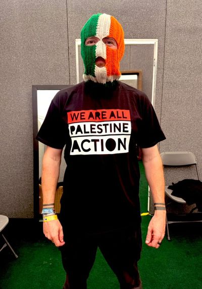 Kneecap rapper JJ Ó Dochartaigh wears Palestine Action T-shirt ahead of controversial Glastonbury set
