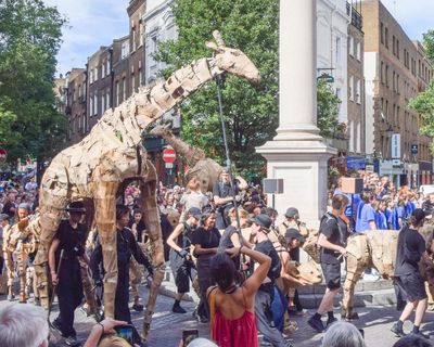 Stampede in Soho: puppet animals on an epic trek bring wonder and warning to London streets
