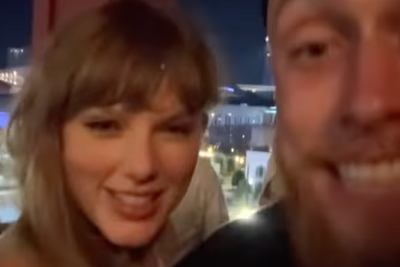 Taylor Swift belts out ‘Love Story’ with Travis Kelce and George Kittle following NFL event